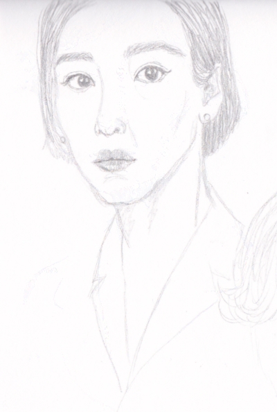 short-haired woman's face